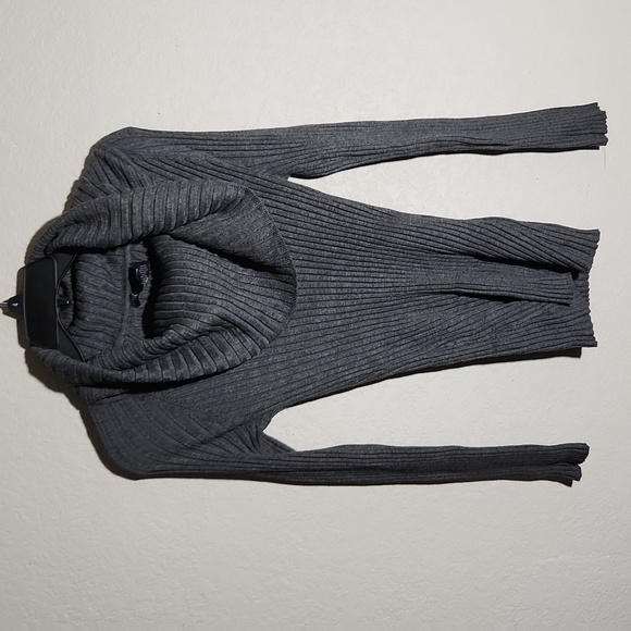 I.N.C International Concepts cowl sweater ribbed bodycon knit size L Large gray - Picture 1 of 10